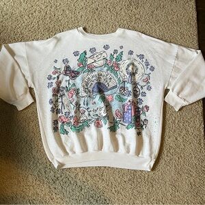 Vintage Women's Graphic Love Letter Floral Bird Sweatshirt Sweater No Tag M L ?